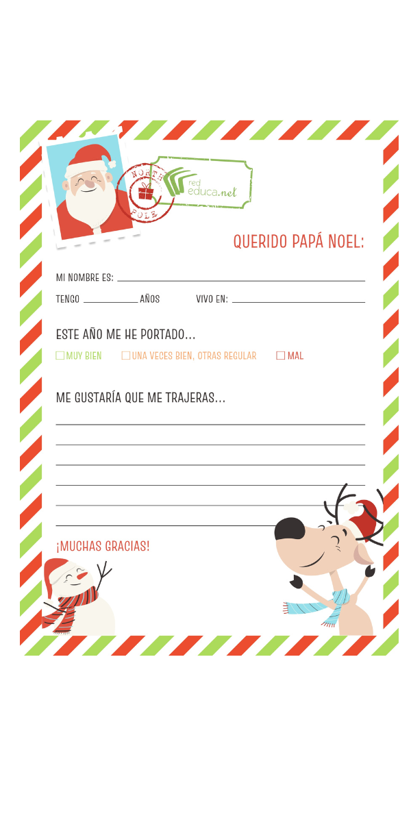 Carta de Papá Noel para descargar