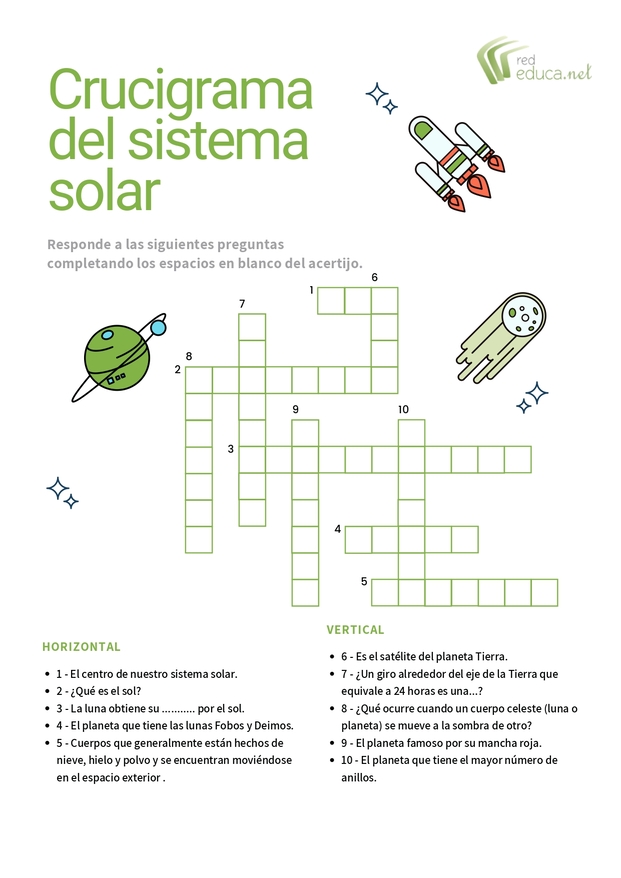 Crucigrama sistema solar