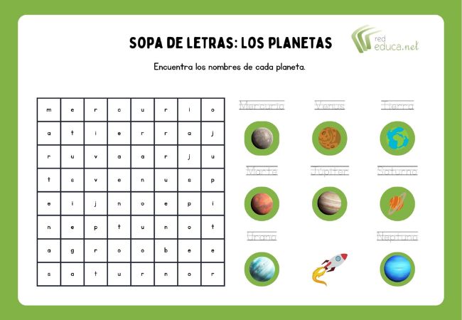 Sopa de letras de planetas